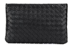 Bottega Veneta Кожаный клатч унисекс черный