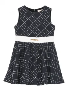 Расклешенное платье с геометрическим принтом Elisabetta Franchi La Mia Bambina, черный