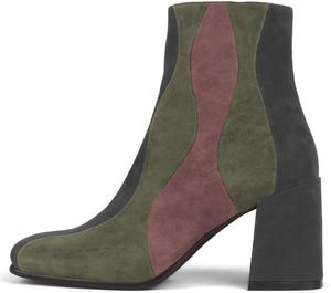 Женские ботильоны FOWT с квадратным носком, комбинированным дизайном, накубатным каблуком, боковой молнией, стильные повседневные осенне-зимние ботинки, размеры US 4-16, Green