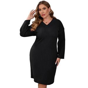 Платье-свитер Plus size с длинным рукавом Seoria, Black