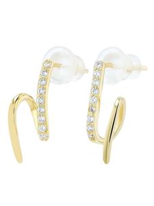 Adeliás Женские серьги - серьги-гвоздики из серебра 925 пробы с кубическим цирконием в золотой оправе