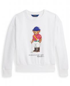 Детская толстовка с длинными рукавами свободного кроя с графическим принтом, размер 7-16 Polo Ralph Lauren, White