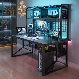 Стол компьютерный 100 см Naijia, игровой стол и стул, офисный, простой письменный, с подвесной сеткой, цвет sesame black, двухуровневый