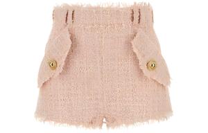 Шорты с цепочкой и пуговицами в стиле твид BALMAIN, розовый