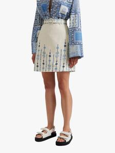 Летняя роскошная мини-юбка из льна с поясом Malina, разноцветный