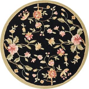 Ковер SAFAVIEH, 122 x 122 см, Chelsea Collection, круглый, Black, ручной работы в стиле French Country из шерсти, идеален для помещений с высокой проходимостью в гостиной, спальне (HK263B)