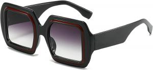 Квадратные солнцезащитные очки для женщин и мужчин, модные прямоугольные солнцезащитные очки с защитой от УФ-излучения, ретро-солнцезащитные очки для женщин 18019 Melrose, Black Grey