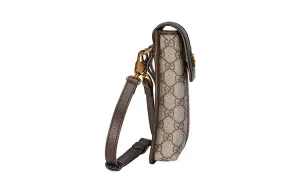 GUCCI Ophidia Canvas One Shoulder Crossbody Cell Phone Pouch Mini Men's Beige/Ebony