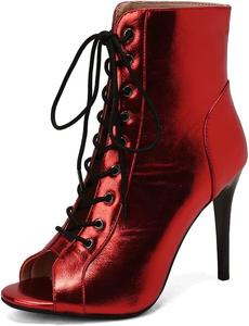 Женские ботильоны-гладиаторы MRKEWUNEY с открытым носком, 24 Claret