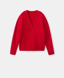 Женский свитер крупной вязки с V-образным вырезом MANGO, Red
