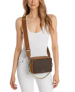 Брайант средний рюкзак-кроссбоди с двойной молнией и цепочкой для камеры Michael Kors, коричневый/бежевый