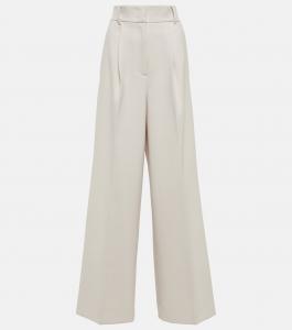 Широкие брюки из смесовой шерсти с высокой талией Dorothee Schumacher, Pearl Sand