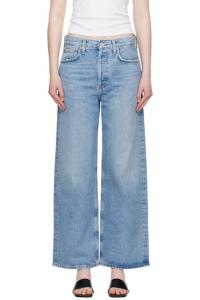 Синие джинсы с низкой посадкой и мешковатыми краями AGOLDE