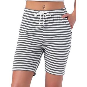 Женские полосатые пижамные шорты с карманами Inspire Chic, Gray