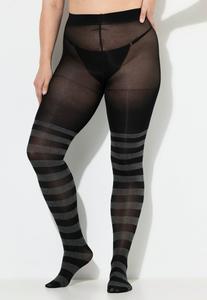 Тайтсы Ulla Popken STRIPED ILLUSION OTK, Black