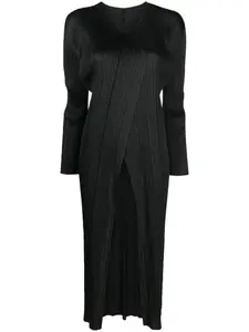 Плиссированное однобортное пальто Pleats Please Issey Miyake, черный