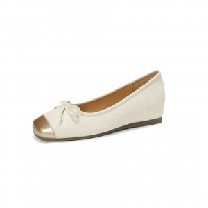 QITUMAUL Женские повседневные туфли-лодочки шампань [скрытая платформа 4 см], цвет Champagne[Hidden Wedge 4cm]