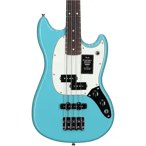 Электрический бас-гитар Fender Player II Mustang PJ с грифом из розового дерева, цвет Aquatone Blue