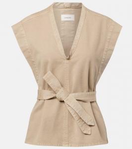 Хлопковый джинсовый жилет с поясом Lemaire, Natural Beige