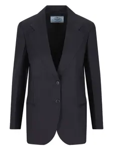 Однобортный пиджак с узором в елочку Prada, синий