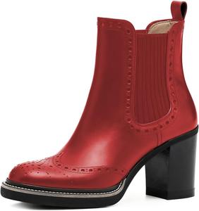 Женские ботильоны YDN Chelsea с высокой устойчивой платформой, стиль ретро вестерн, короткие ботинки для повседневной носки зимой и осенью, размер 4-16 US, Red