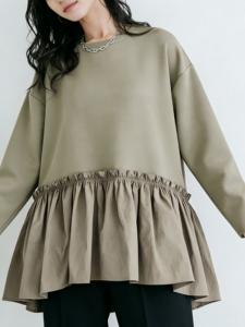 Топ с расклешенным низом из различных материалов. Женские топы Doux Belle, цвет Khaki