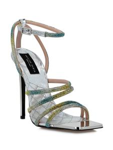 Босоножки Philipp Plein Mirror 120 мм, украшенные кристаллами, серебряный