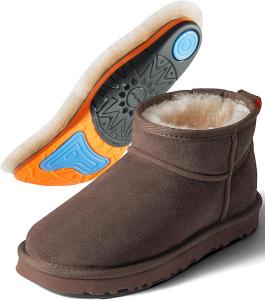 Мини-сапожки MelSyd из 100 австралийской овчины с поддержкой свода стопы - теплые термоботинки до -40F (-40C) - водонепроницаемая замша и дышащая зимняя обувь для городской прогулки и офисного ношения Mel&Syd, шоколадный