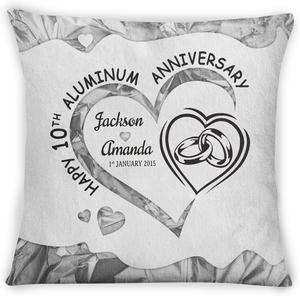 Custom Персонализированная квадратная подушка с алюминиевым сердечком и гравировкой Option 1
