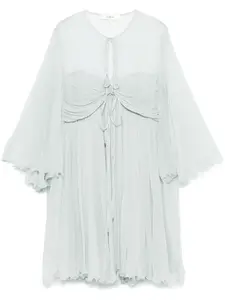 Шелковое платье мини со складками CHLOÉ, зеленый