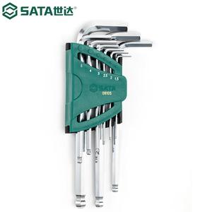 SATA 09105 Набор шестигранных ключей с удлиненной шаровой головкой, 9 предметов, набор метрических шестигранных L-образных шестигранных отверток