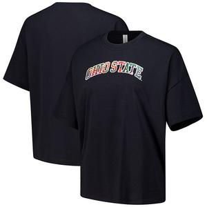 Женская черная футболка ohio state buckeyes с цветным апплике Lusso