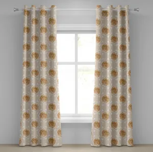 Шторы на люверсах ABAKUHAUS с цветочным узором, розовые соцветия с классическим графическим кружевом. Аутентичный женственный ретро-мотив в восточном стиле. Декоративные двухпанельные шторы на окно. Размер: 280 x 260 см. Цвет: коричневый, белый, песочный.