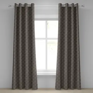 Штора на люверсах ABAKUHAUS с цветочным рисунком, нежно-оранжевые ветки в белый горошек, весенний сезонный узор, декоративная двухпанельная штора, 280 см x 225 см, цвет: оранжевый, белый, серый