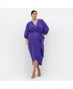 Платье с роскошными рукавами до локтя Plus Size Opulent Elbow Sleeve Dress CITY CHIC, фиолетовый