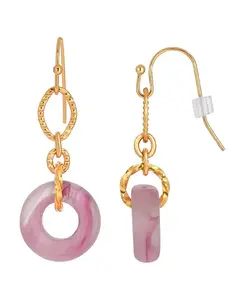 Серьги-Подвески розового оттенка золотистого цвета 2028, pink