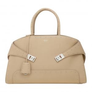 Ferragamo Кожаная женская сумка через плечо большая песочная