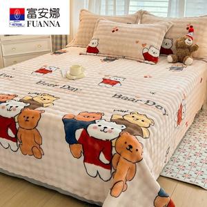 Fuanna Флисовая простыня 180х200 см, двусторонняя, цвет Hello Bear, мягкая, не линяет, без статики