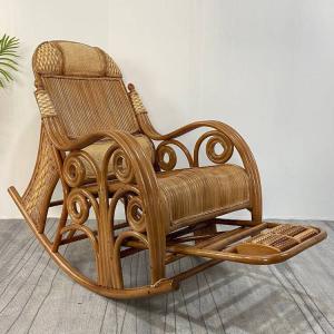 Fantasy Кресло-качалка из ротанга, цвет hutao, большой размер, с тремя спинками и двойной подушкой
