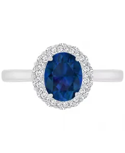 Кольцо с овальным венцом из красного и белого кубического циркония из стерлингового серебра Macy'S, sapphire