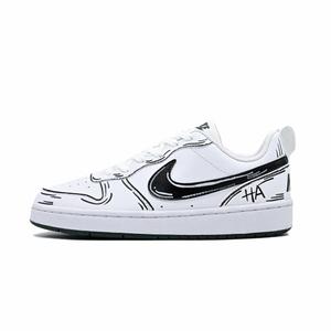 Nike Кроссовки для скейтбординга Court Borough Youth Manuscript Slip Resistant Abrasion Resistant низкие детские Black White