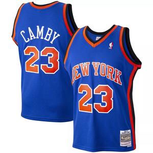 Мужское джерси Mitchell & Ness Marcus Camby Blue New York Knicks 1998-99 Hardwood Classics Swingman Player