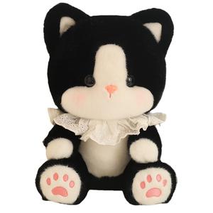 Мягкая игрушка Cute Bib Cat Treasure Dolls высота 30 см длина 30 см Mise, черный