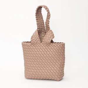 Искусственная кожа Сумка с плетеной корзиночной ручкой FASHNZFAB, Taupe