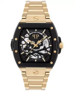 Мужские автоматические часы The Skeleton 2.0 с золотым ионным покрытием на браслете, 44 мм Philipp Plein