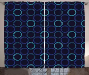 Штора ABAKUHAUS с геометрическим узором в деревенском стиле, с рисунком в виде кругов, универсальная тесьма для гостиной с петлями и крючками, 280 x 175 см, сине-фиолетово-голубой Abakuhaus