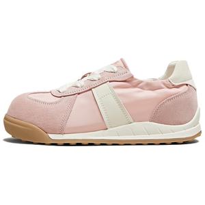 Низкие дышащие повседневные женские туфли цвета персика BASTO, Pink/White