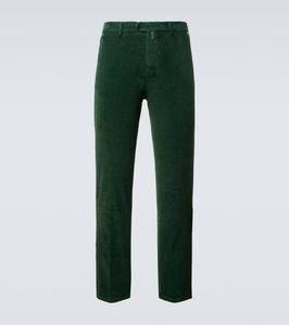 Хлопковые брюки-чинос slim из вельвета Kiton, Pine Green