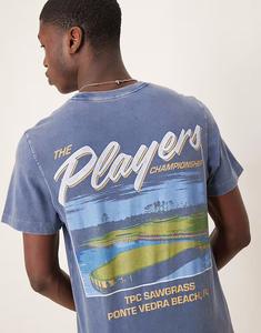 Футболка с мотивом Abercrombie & Fitch на спине, темно-синего цвета