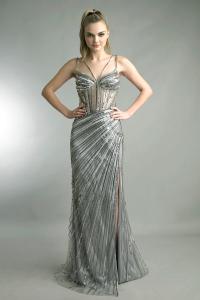 Вечернее платье с пайетками Basix Black Label, серый